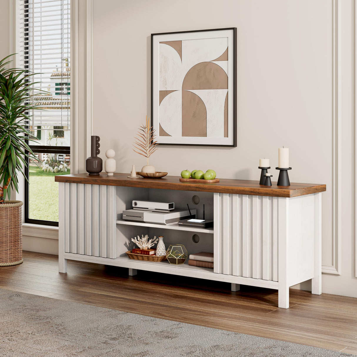 TV Stand for 55/60/65 inch TV, Modern Entertainment Center with Storage