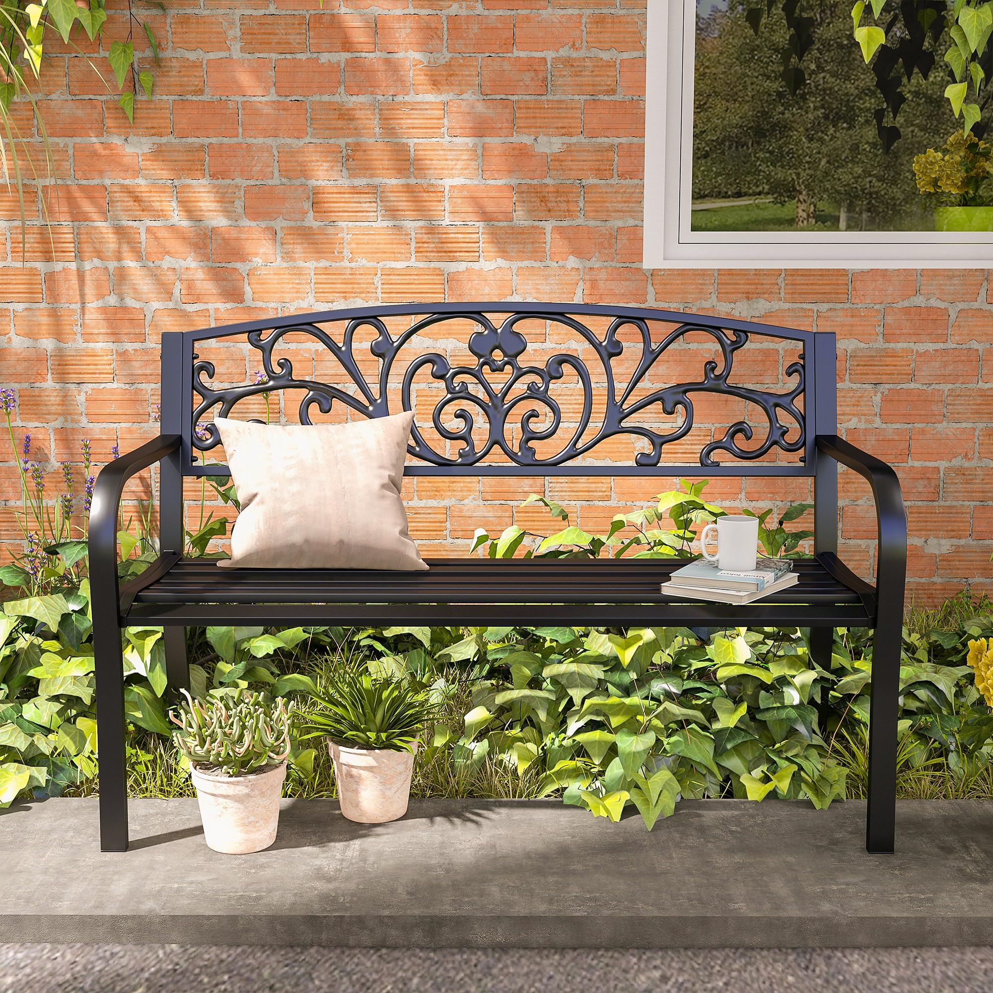 50" Blossoming Garden Decorative Patio Park Bench