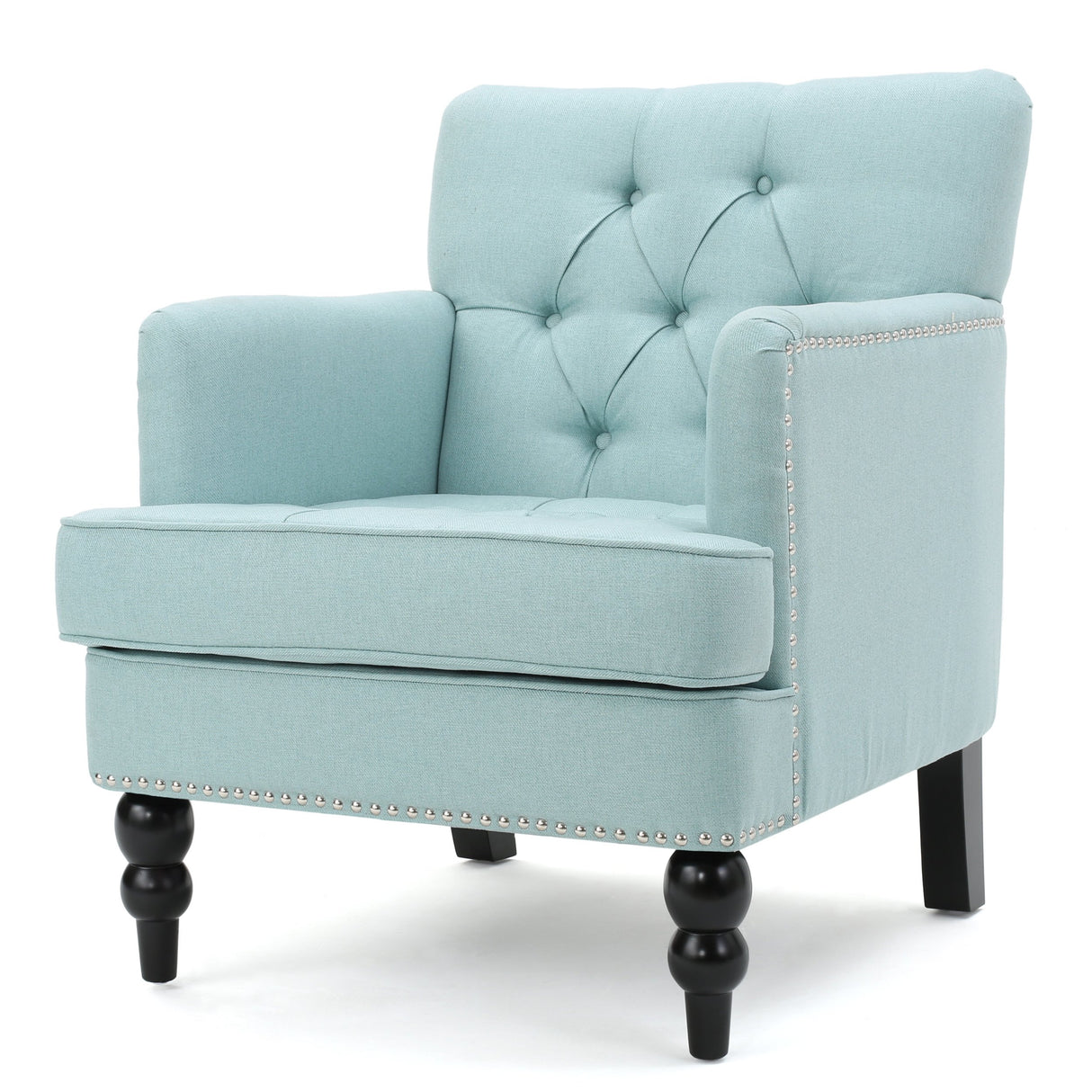 Malone Fabric Club Chair, Light Blue