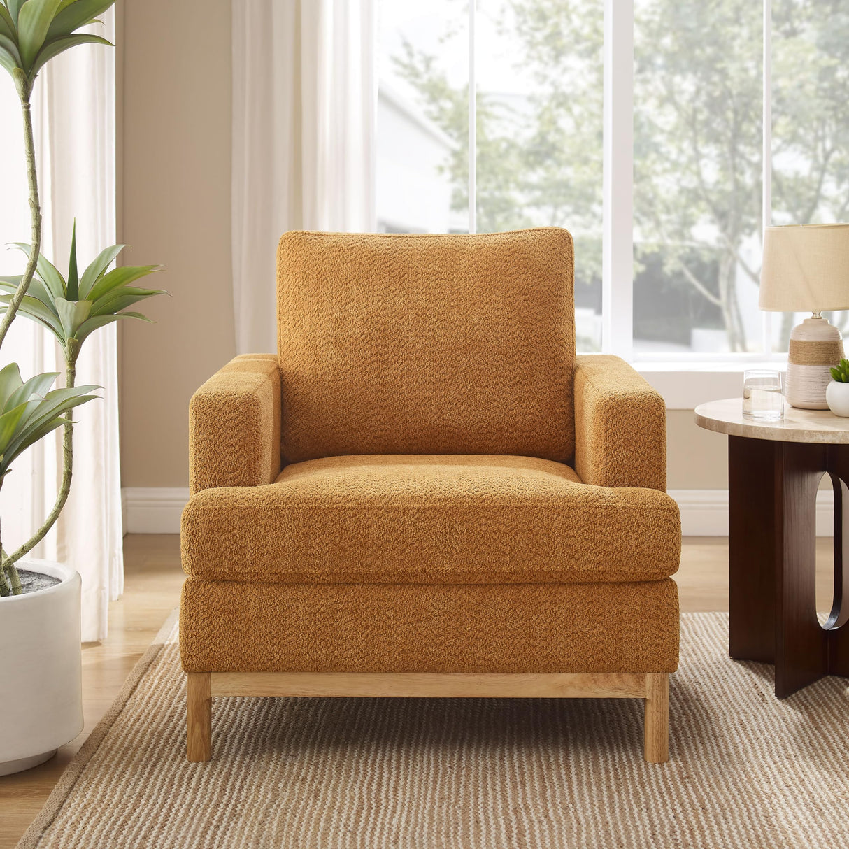 Oversized Accent Chair, Mid Century Modern Upholstered Armchair for Living Room