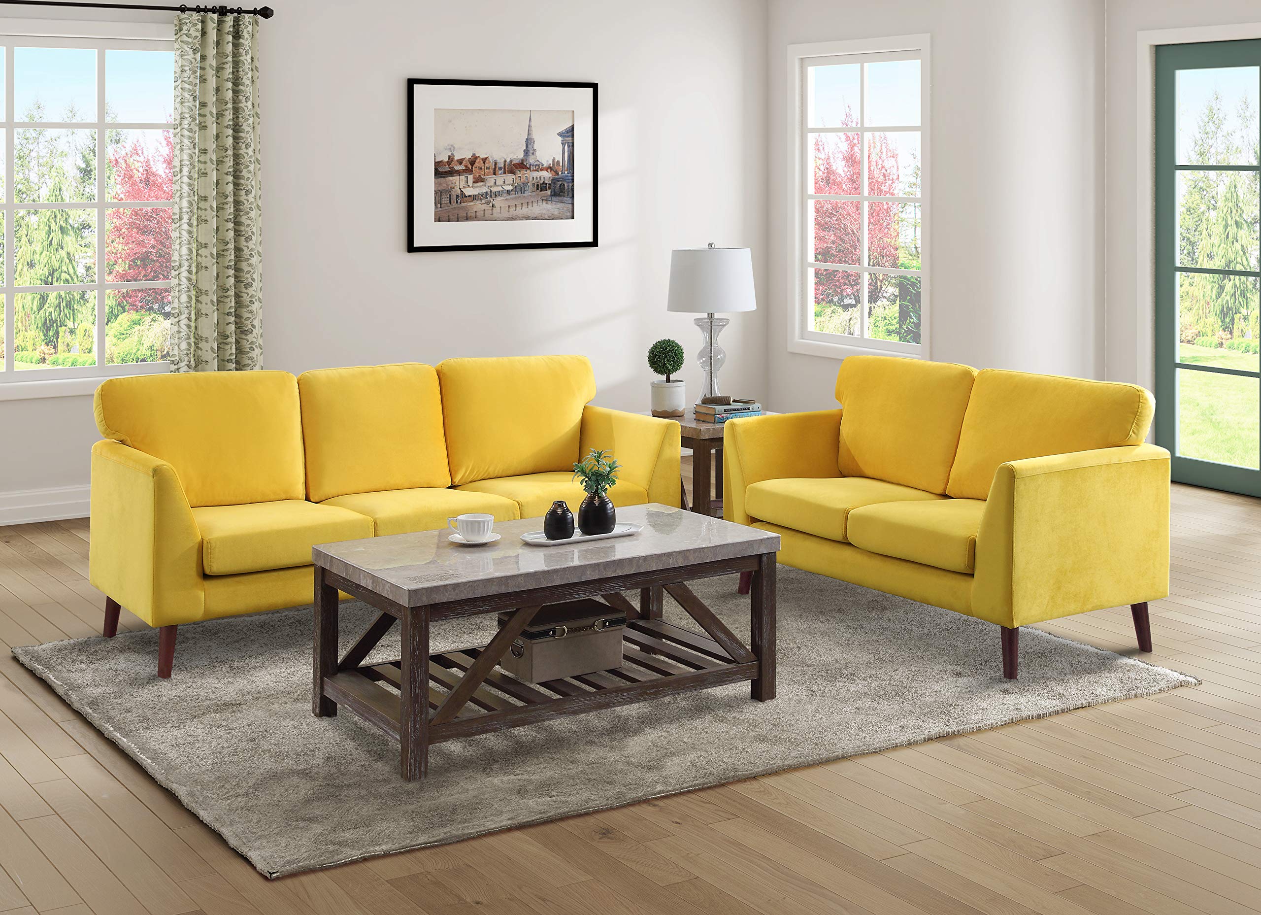 Tipton Living Room Loveseat, Yellow