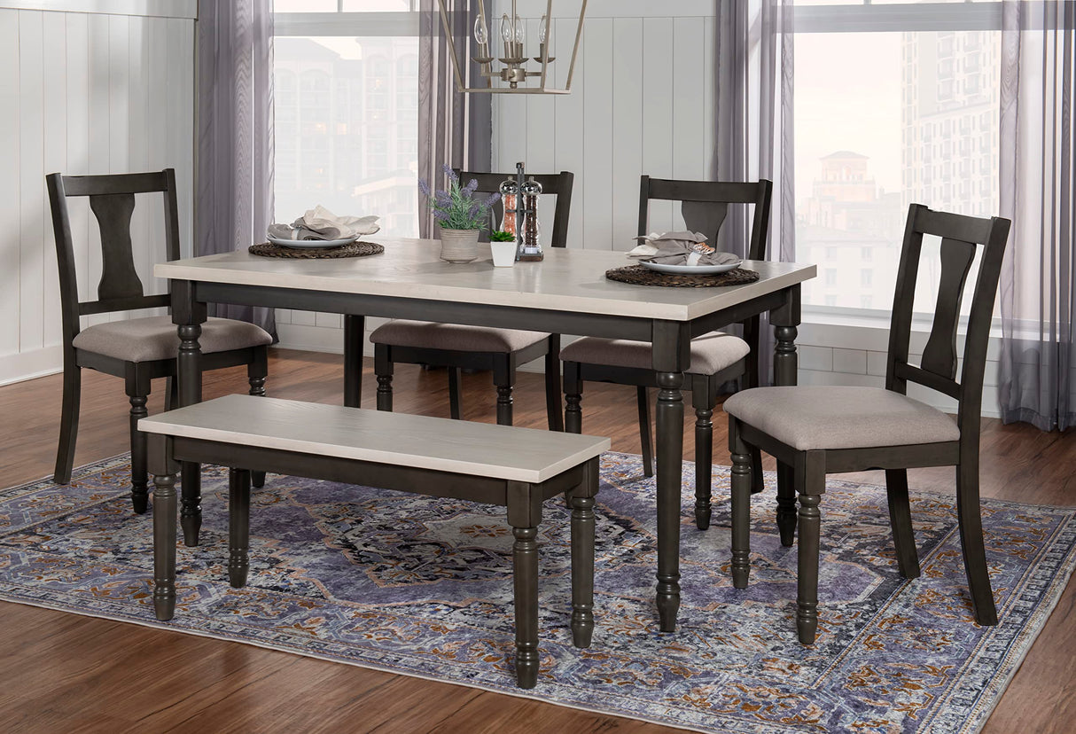 Piece Dining Set with Dark Grey Base and Smokey White Top Includes Dining Table Four