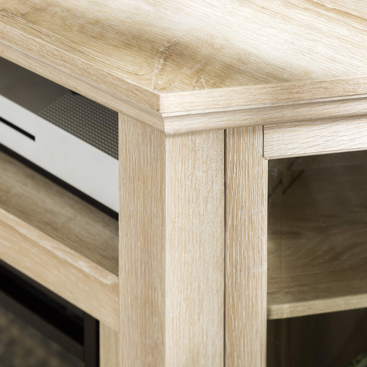 Classic Glass Door Fireplace Corner TV Stand for TVs up to 55 Inches, 48 Inch, White Oa