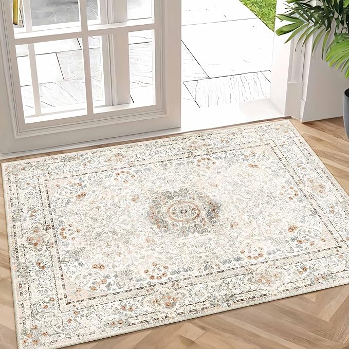 Pink Rug 3x5,Washable Area Rugs for Bedroom Living Room Kitchen Entryway,