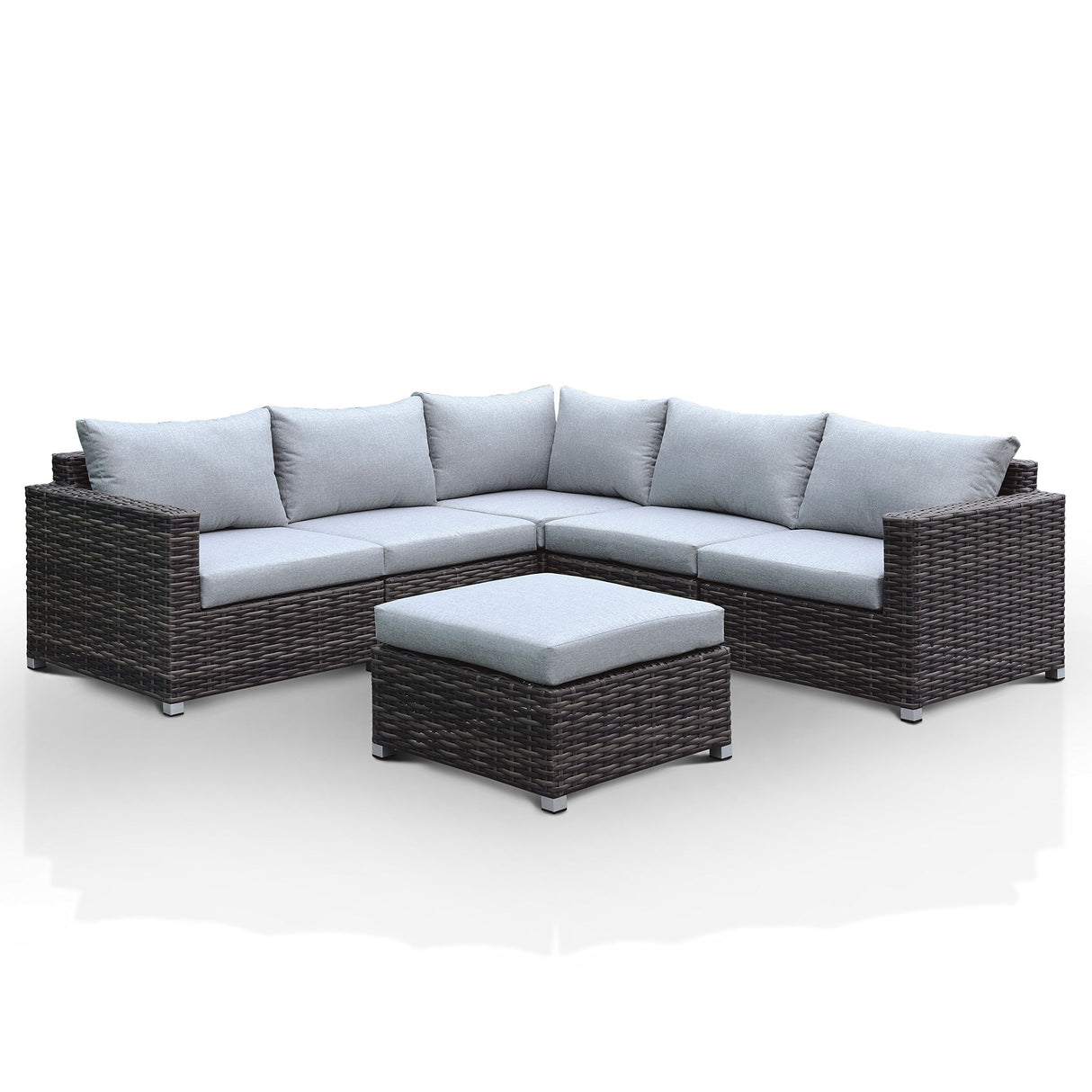 Reagan Contemporary Style Patio Sectional with Ottoman Set