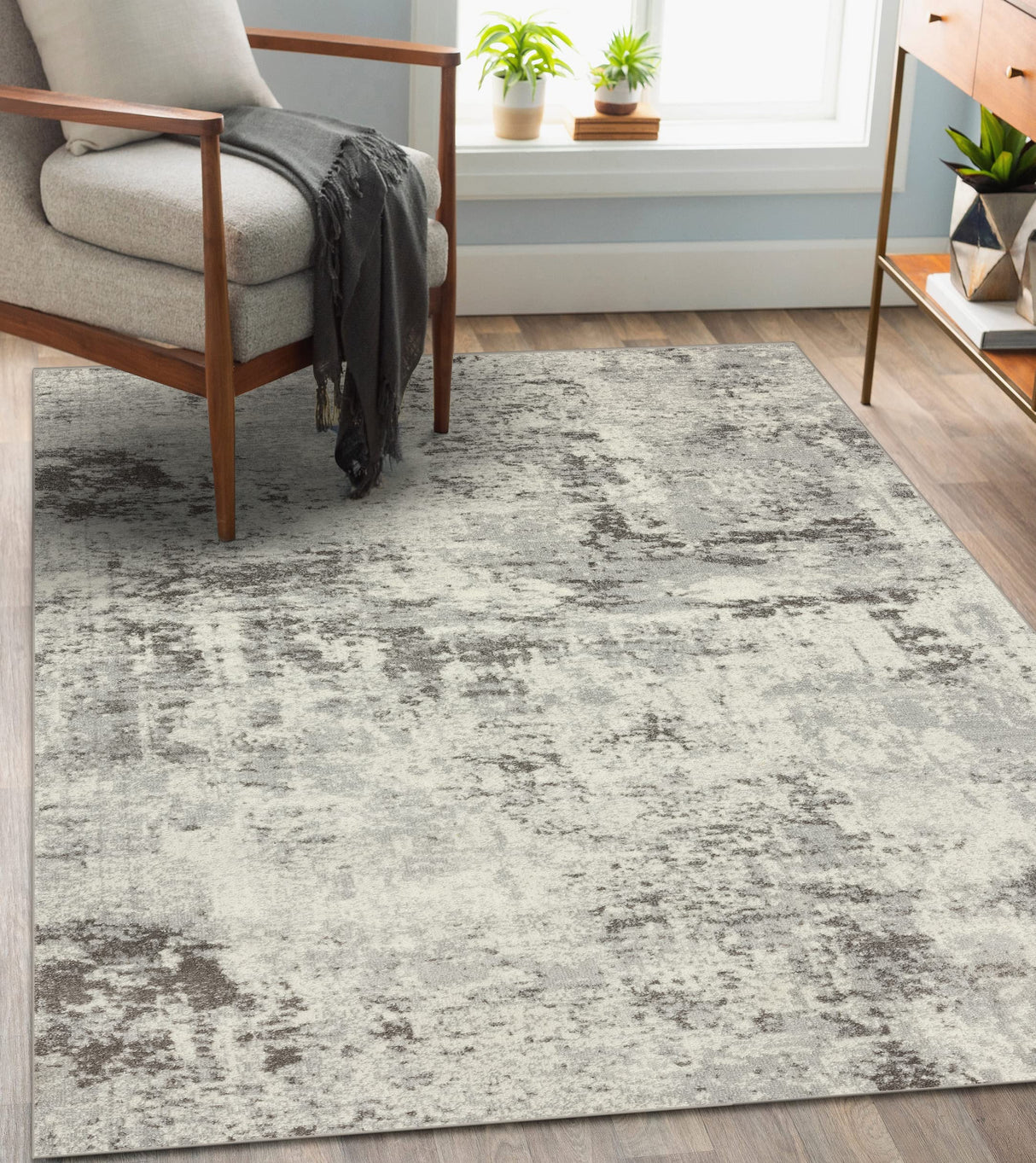 Kingsbury Abstract 8x10 Gray Modern Area Rug