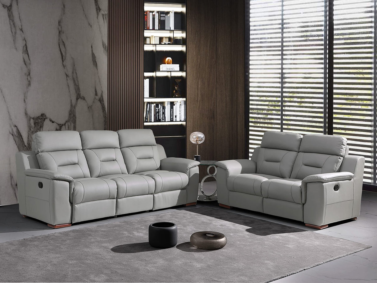 Blackjack Furniture Walker Leather Match Upholstered Reclining Living Room, Accent Chair, Gray