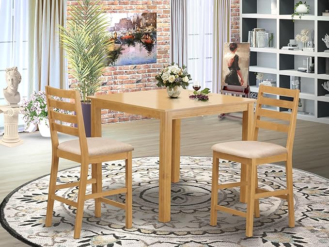 CAFE5-OAK-W 5 Piece Counter Height Pub Set Includes a Square Dining Room Table