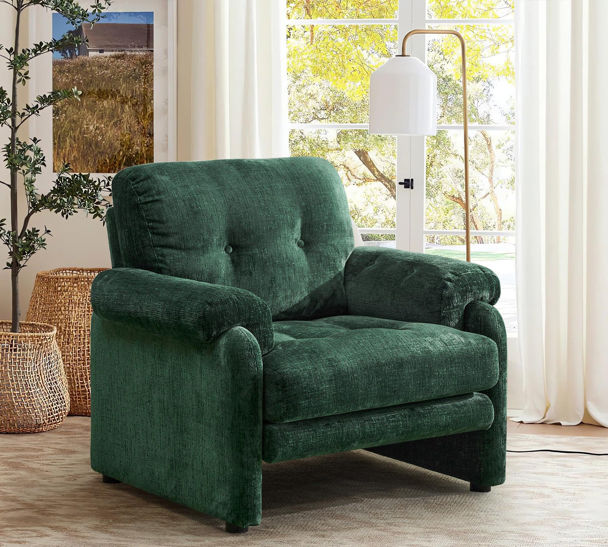 Oversized Accent Chair, 38.6" Wide Accent Chairs for Living Room,Comfy Chenille Modern Single Sofa Chair