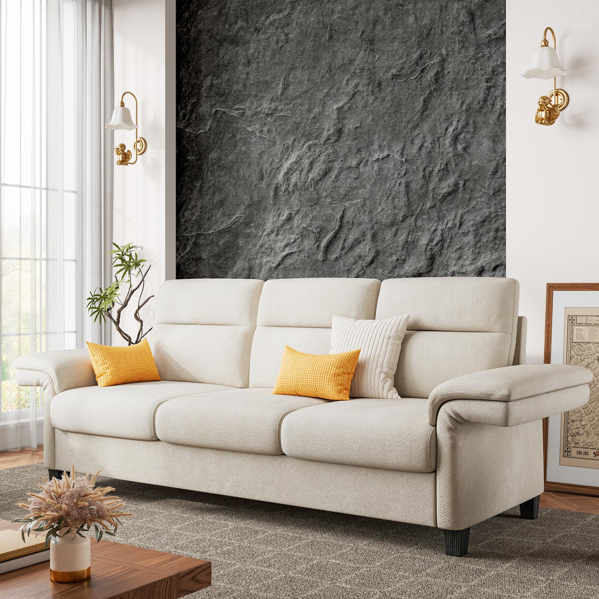 92 Inch Sofa, Comfy Lounge Couch with Adjustable armrests