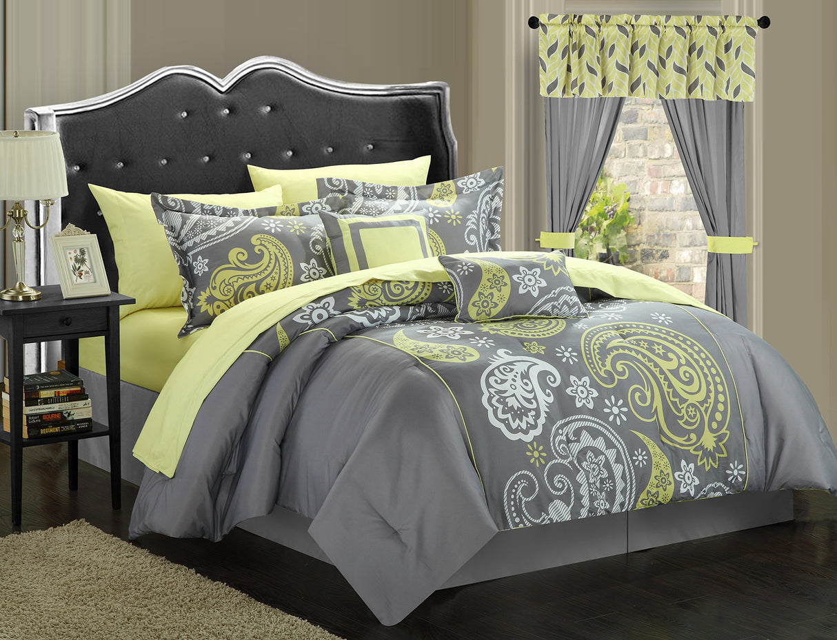 20-Piece Comforter Reversible Paisley Print Complete Bed in a Bag with Sheet Set,