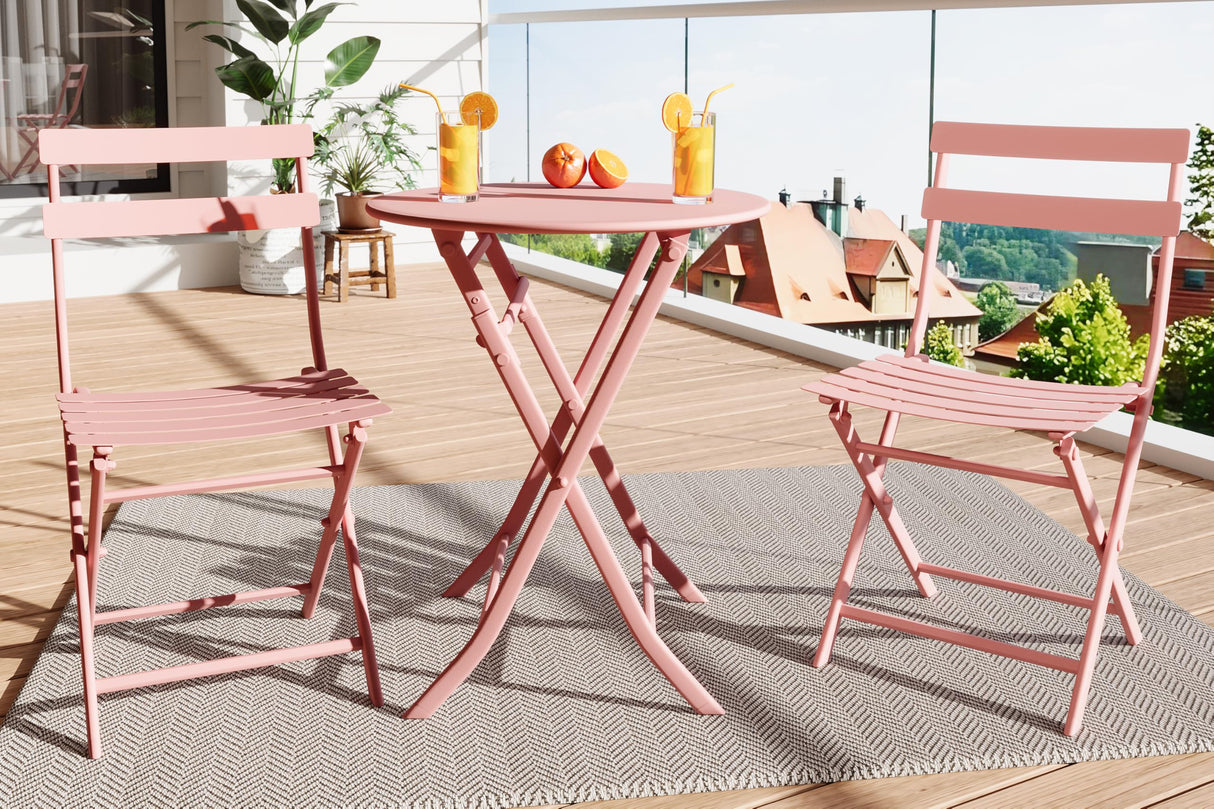 3-Piece Folding Patio Bistro Set - Weather-Resistant Table & 2 Chairs