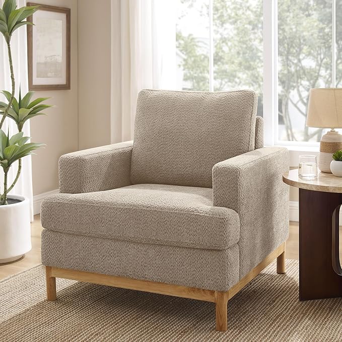 Oversized Accent Chair, Mid Century Modern Upholstered Armchair for Living Room