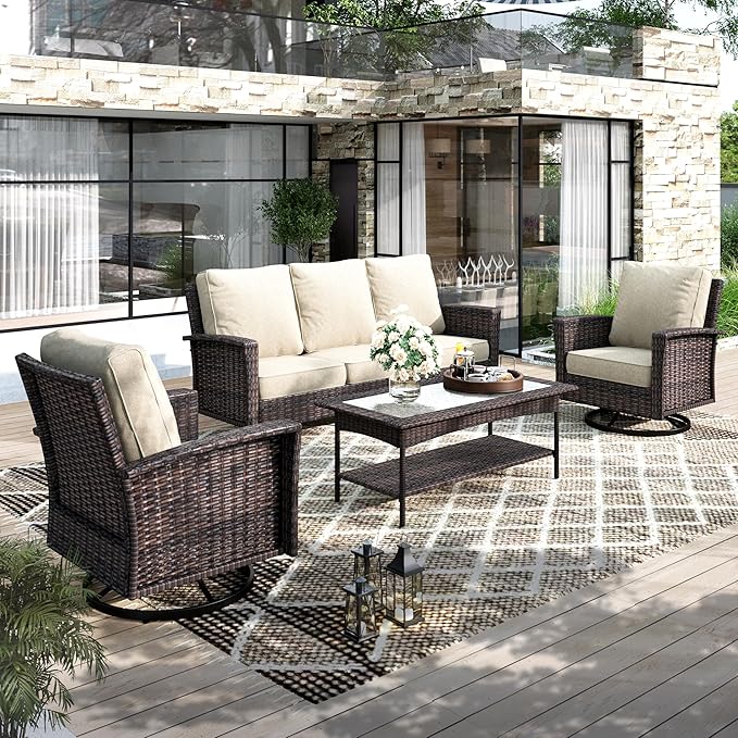 Patio Furniture Conversation Set, Outdooor Sectional, High Back Outdoor Wicker Seating Furniture
