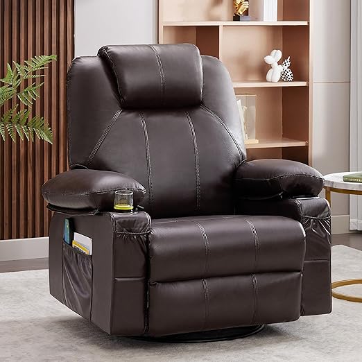 Weture Swivel Rocker Recliner Chair with Heat and Massage, 360° Swivel Rocking Recliner