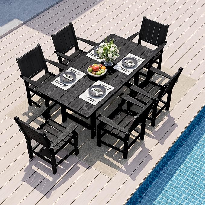 5 PCS Outdoor Dining Set, 450 LBS HDPE Outdoor Table and Chairs