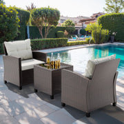 3 Pieces Patio Furniture Set All-Weather Outdoor Wicker Conversation Bistro Set