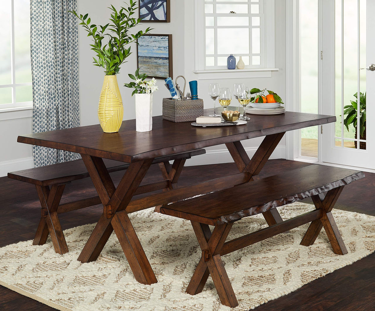 Mandeville Mid Century Wooden Dining Bench, Brown