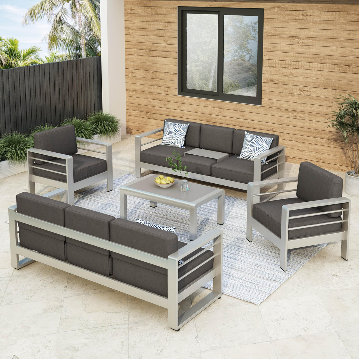 Cape Coral Aluminum Chat Set, 5-Pcs Set, Khaki