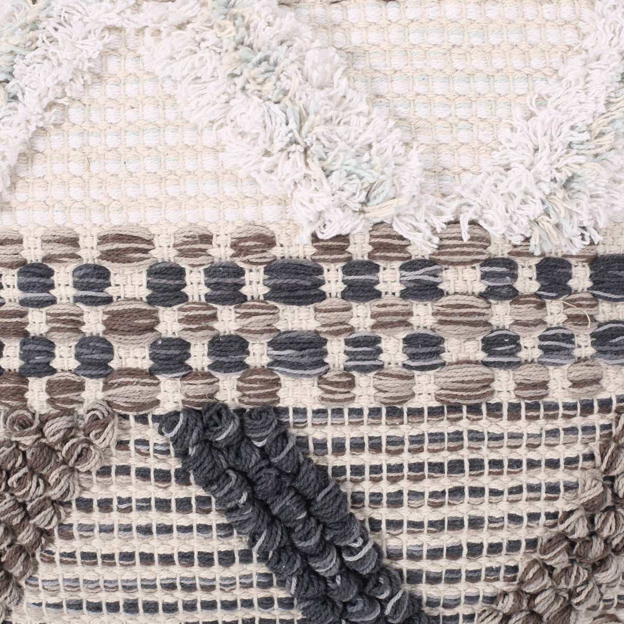 Elizabeth Boho Fabric Cube Pouf, Multicolor