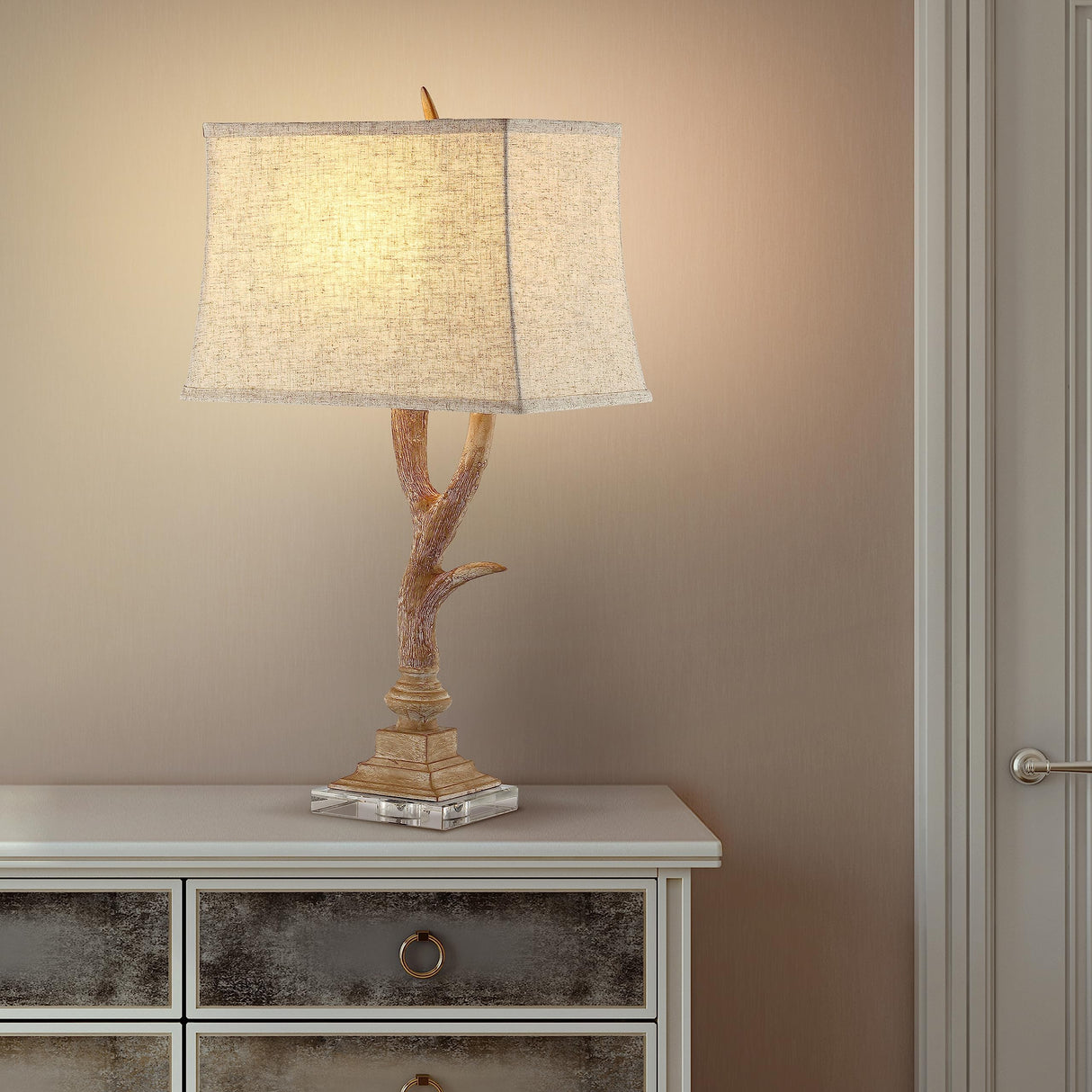 JYL6306B Antler 29.5" Rustic Resin/Crystal LED Table Lamp, Traditional for Bedroom