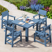 HDPE Outdoor Dining Set, 37-inch Square Table and Chairs Set All Weather Patio Dining Set