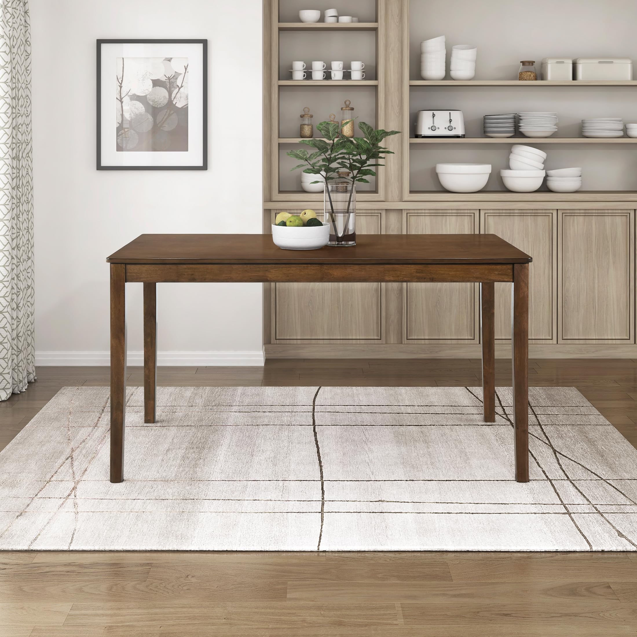 55.5" Modern Rectangular Dining Table for 4 - Solid Wood Legs