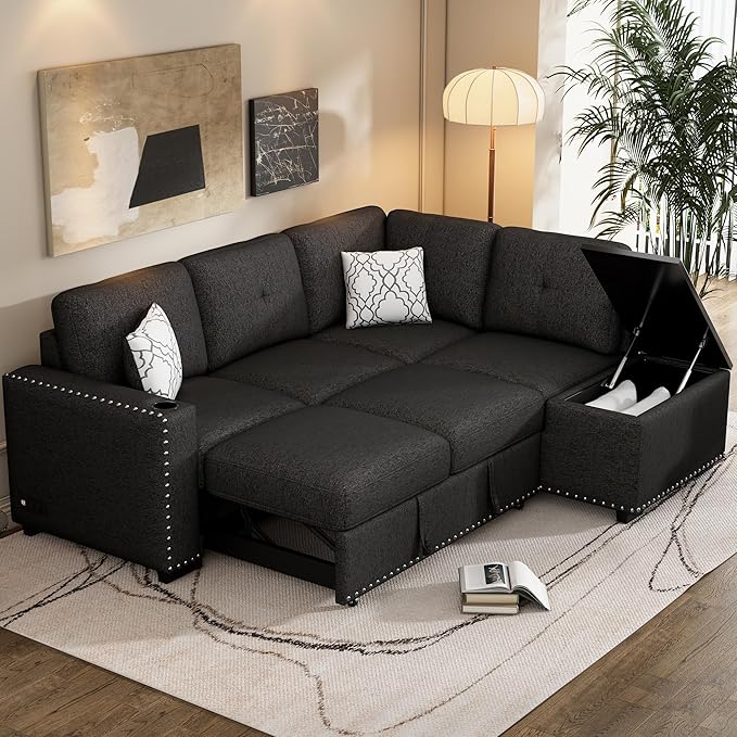 Out Sleeper Sofa L-Shape Sofa, Reversible Sectional Sofa