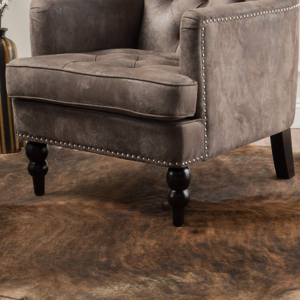 Knight Home GDFStudio Medford Brown Tufted Club Chair, Fabric Accent Chair