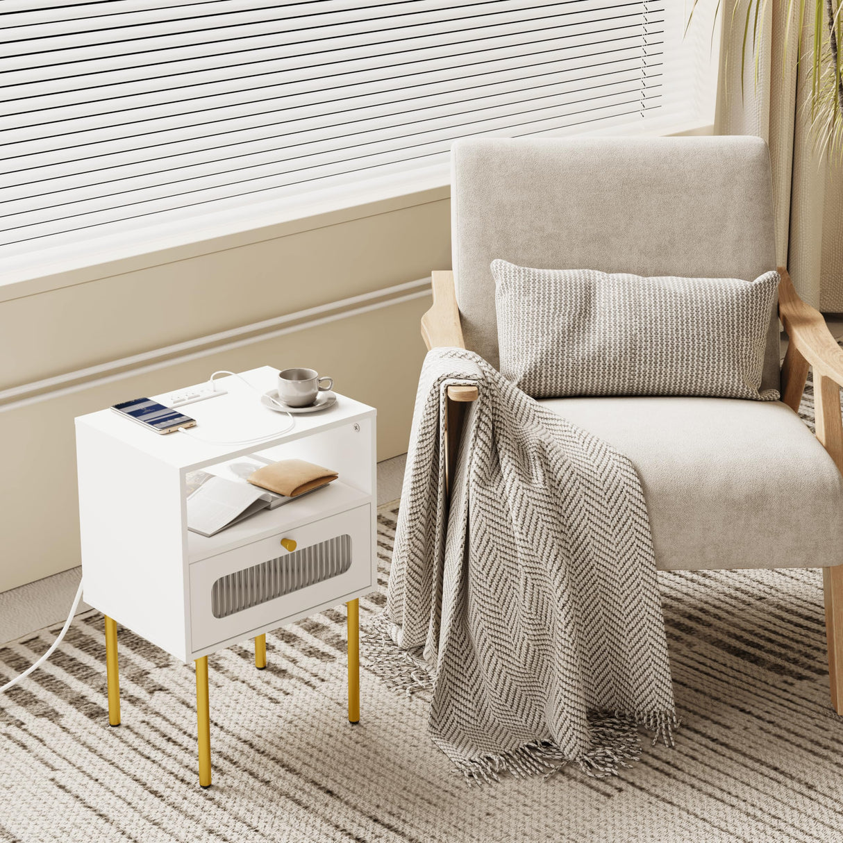 Nightstand,Modern Beside Table