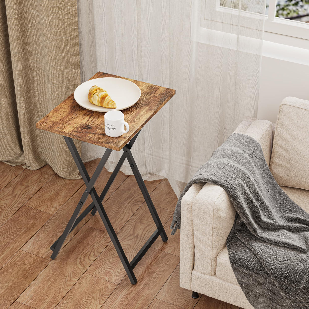 Foldable TV Trays, Small Folding Table, TV Trays Table Set of 2, TV Dinner Tray