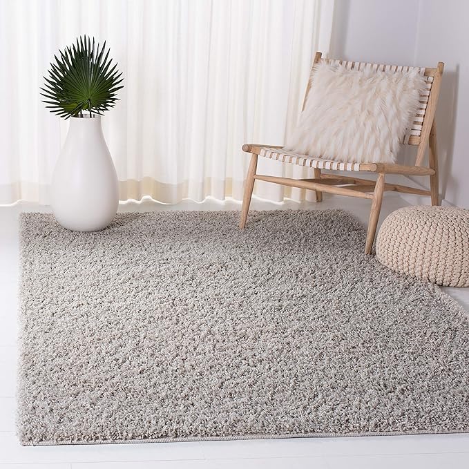 Shag Collection Area Rug - 10' x 14', Taupe, Solid Design, Non-Shedding & Easy Care, 1.8