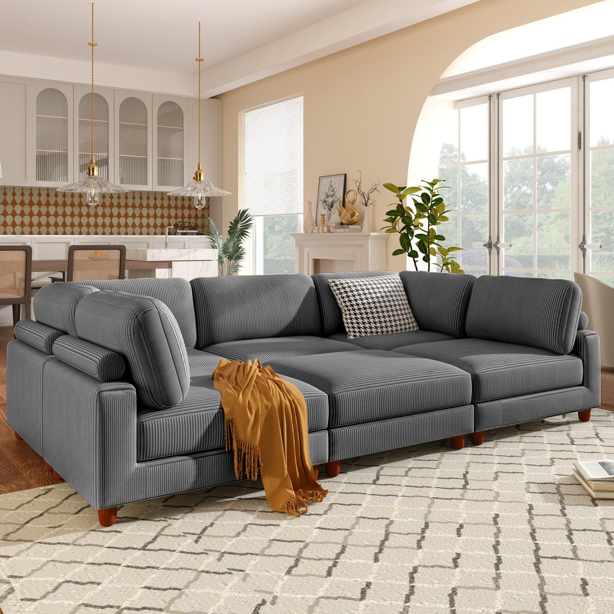 122.8" Modular Sectional Sofa Couch with Moveable Ottoman