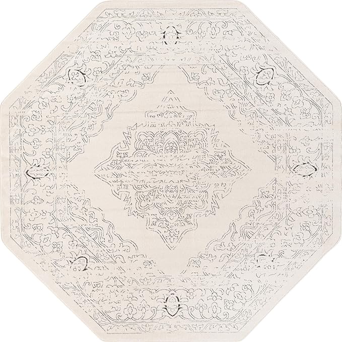 Isabella Collection Area Rug - Rossellini (7' 10" Square, Blue/ Beige)