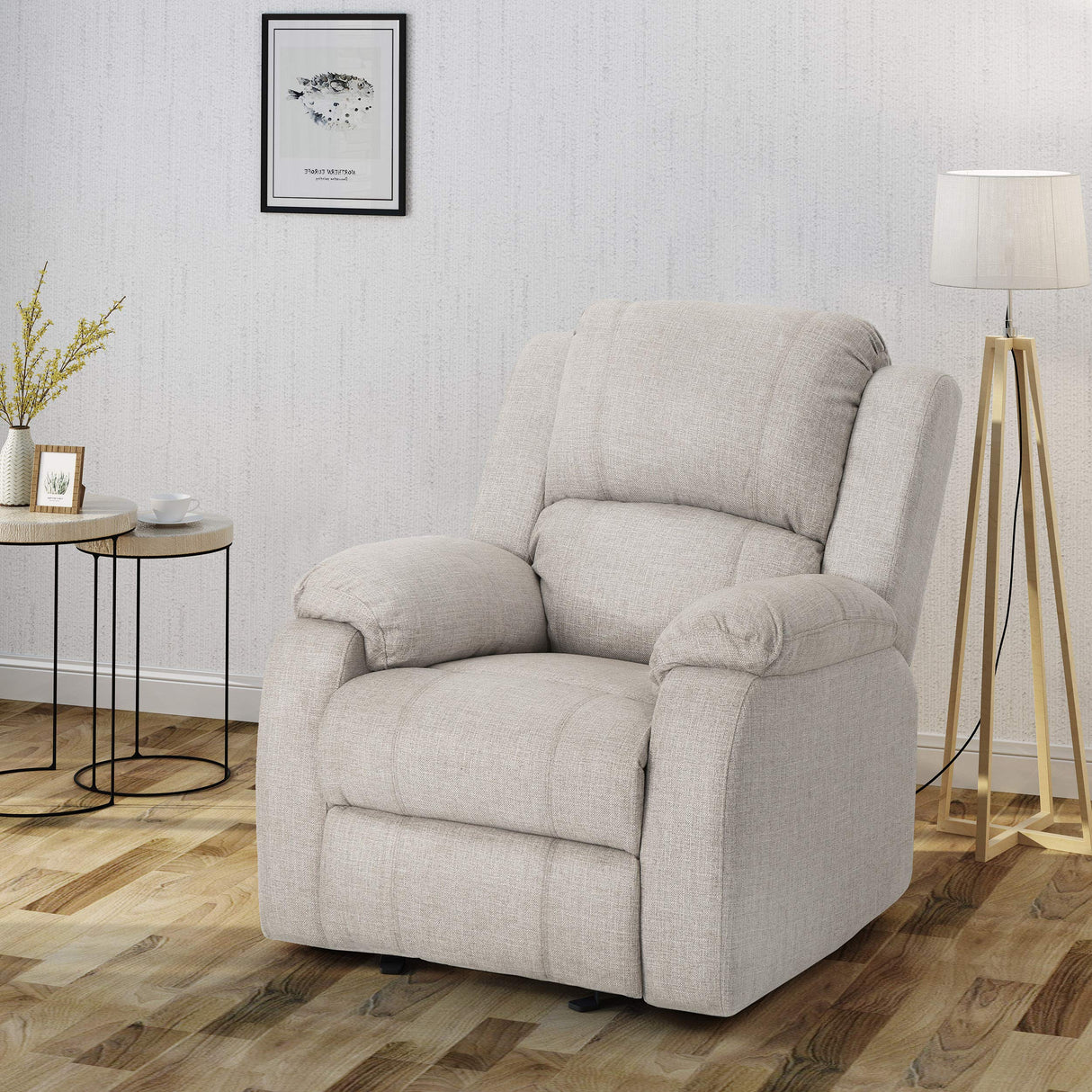 Knight Home Michelle Gliding Recliner,Stainless Steel, Beige + Black