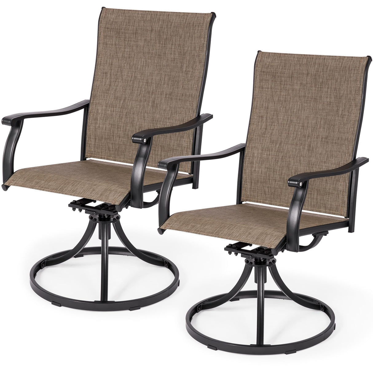 Swivel Patio Dining Chairs, Textilene Fabric Iron Indoor/Outdoor Dining Chairs Patio