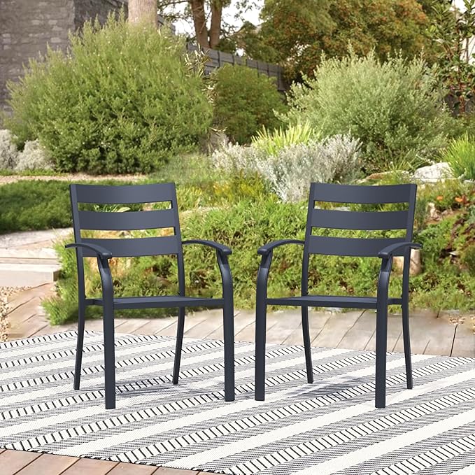 Outdoor Chairs Set of 6, Patio Dining Chairs with Armrest