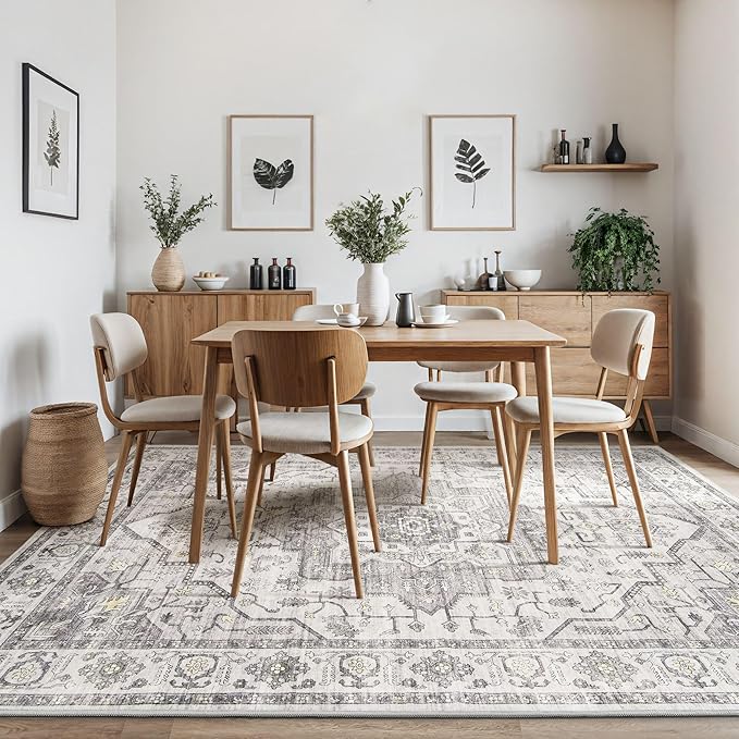 Oushak Home Traditional Charcoal 5'5" x 7'3" Area -Rug, Easy -Cleaning, Non Sheddin