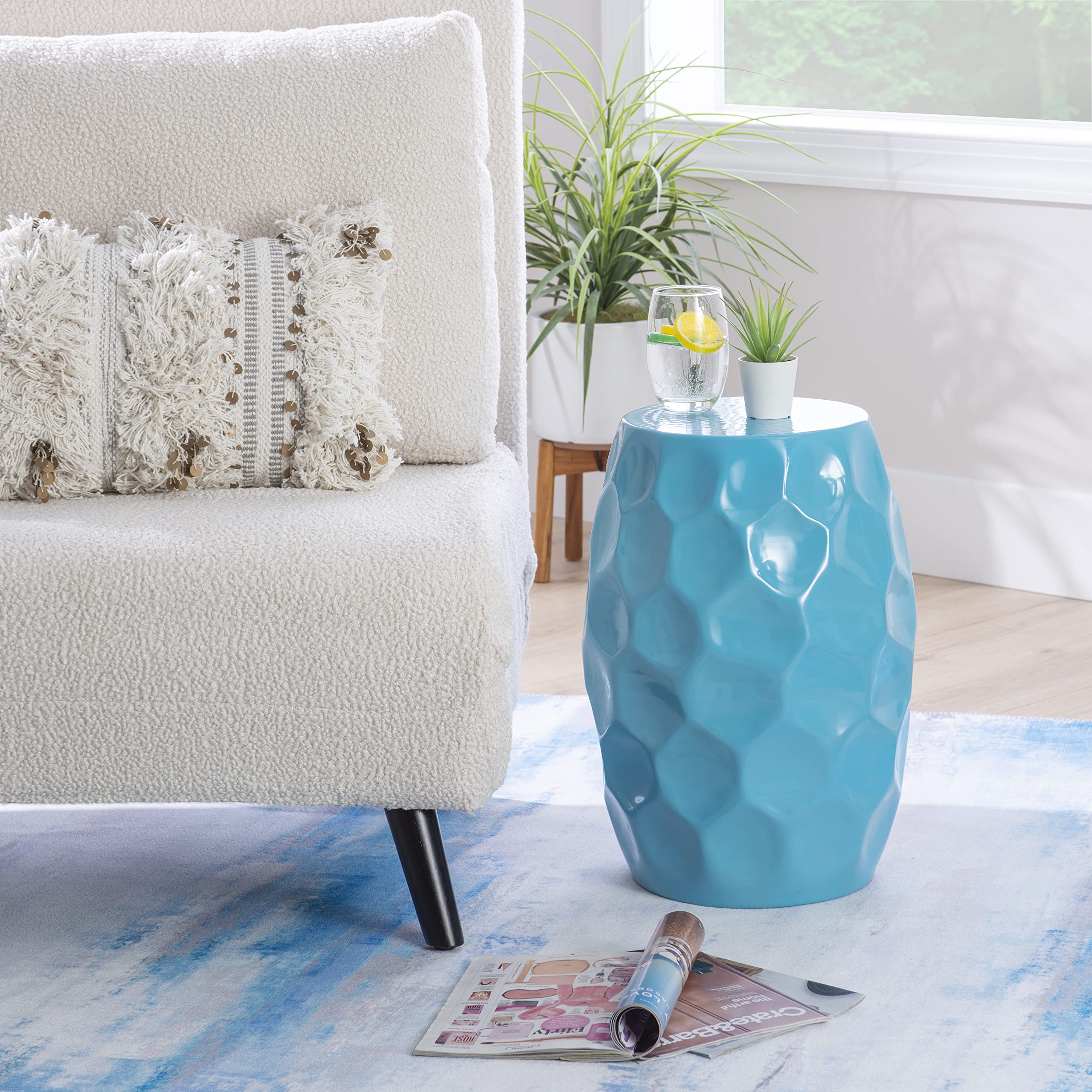 Teal Side Table Simmons Hand Hammered