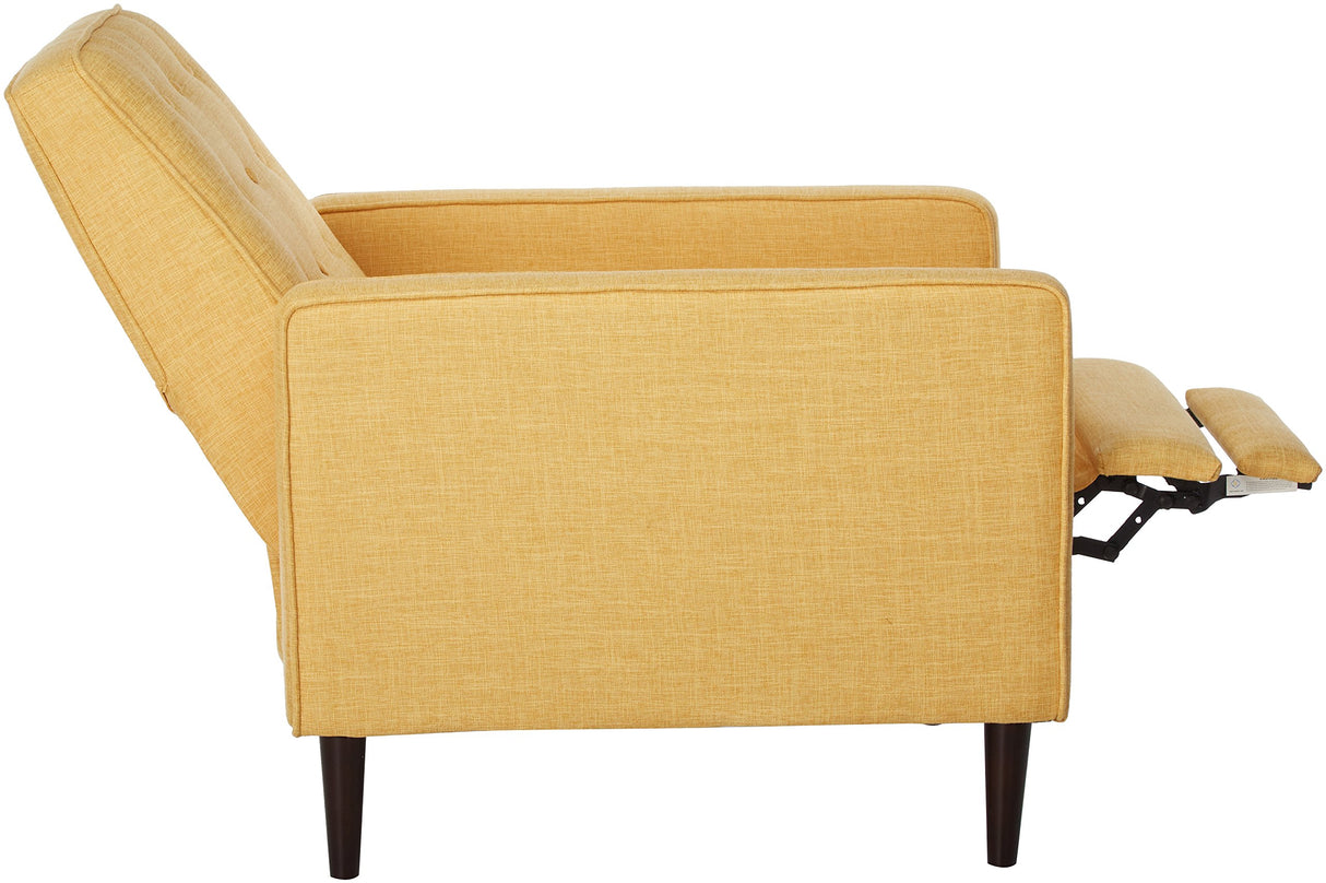 Mason Mid-Century Modern Tuft Back Recliner (Qty of 1, Fabric/Muted Yellow).