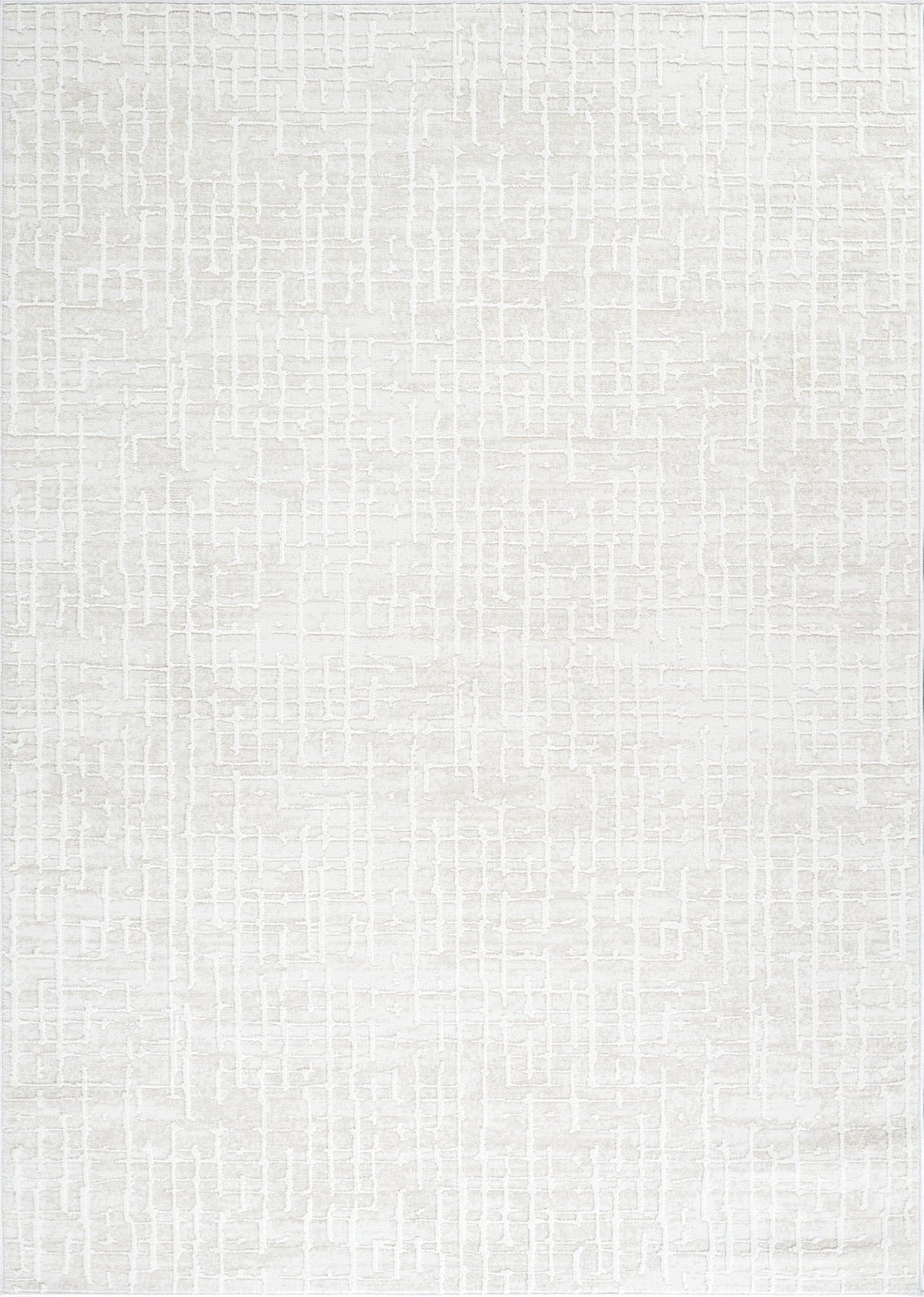 Beige Geometric Area Rug 6x9 - Modern Grid Pattern for Living Room & Bedroom