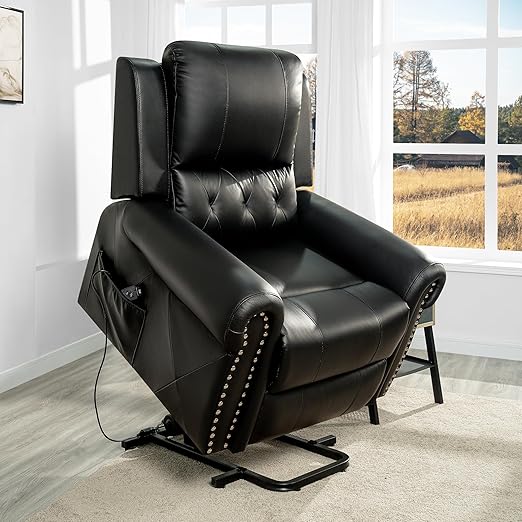TatianaLux Air Leather Power Lift Recliner – Tufted Back &Remote Control