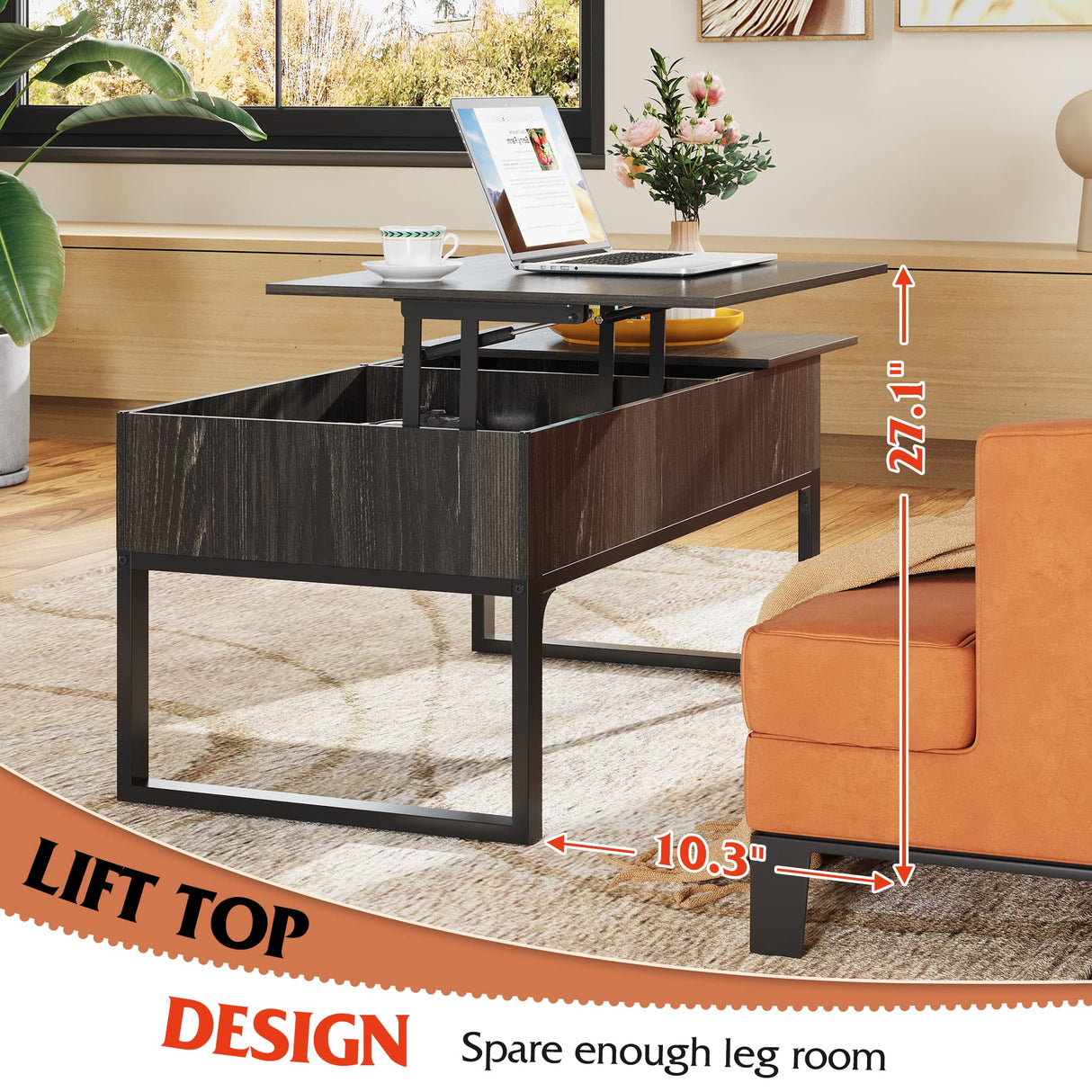 Lift Top Coffee Table with Storage, Coffee Table with Lifting Top & Sliding Top