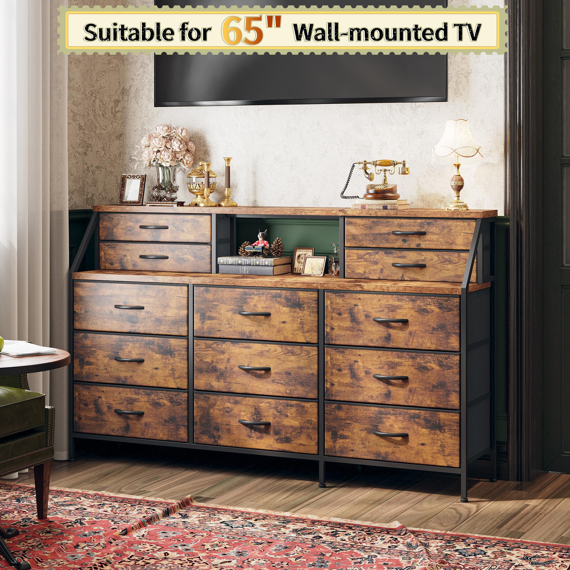 Inch Wide Dresser for Bedroom, Dressers & Chests of Drawers with 13 Fabric Drawers