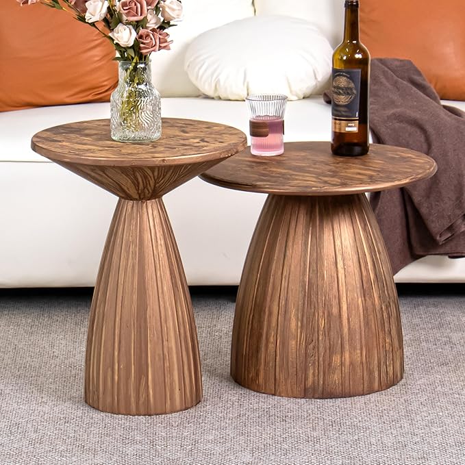 Round Small Patio Side Table, Metal Steel Outdoor Side Table, Patio Accent End Table