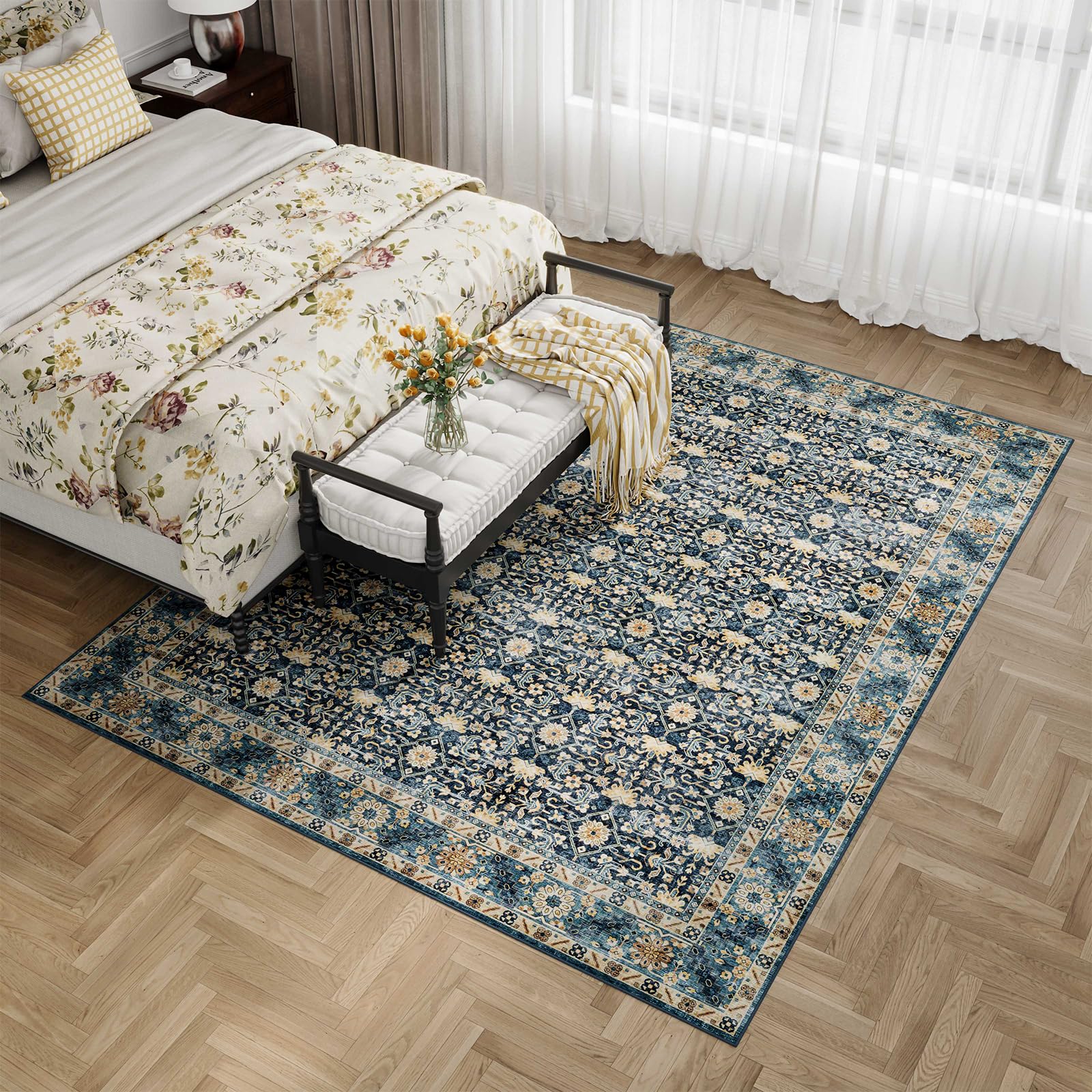 4x6 Area Rugs, Machine Washable Non Slip Boho Rugs,Distressed Bedroom Rug