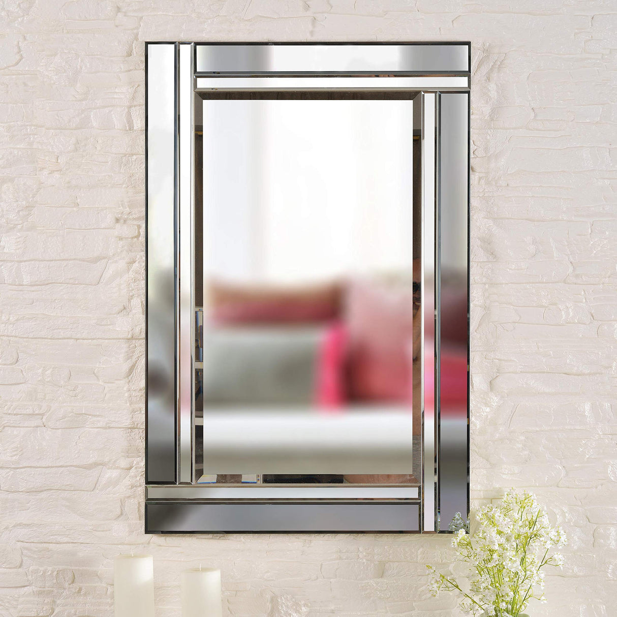 Mirror with Beveled Smoke and Plain Mirror Frame