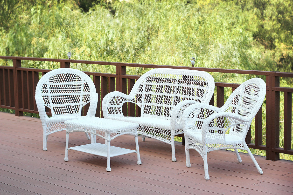 4 Piece Santa Maria Wicker Conversation Set, White