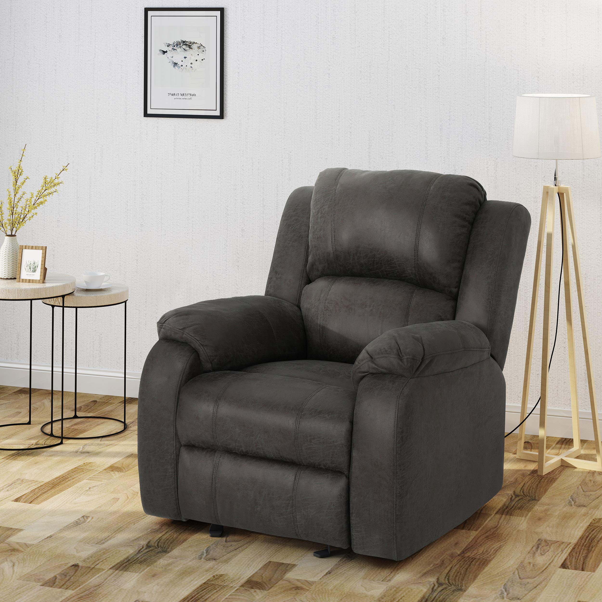 ComfyTide Tufted Recliner Accent Chair – Microfiber & Lever Recline