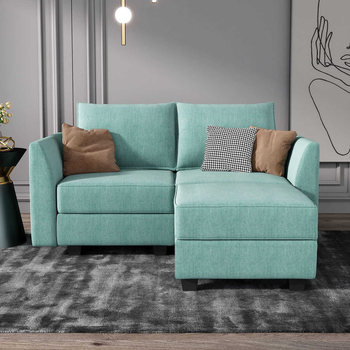 Modular Sectional Sofa 2 Seater Couch with Chaise L Shaped Modular Sofa